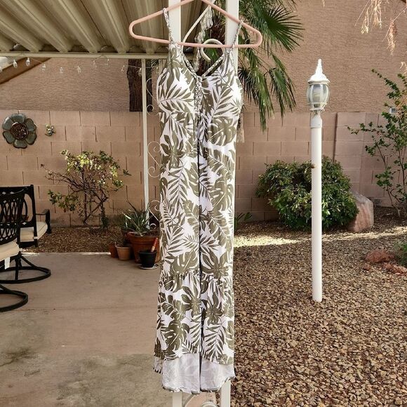 Tropical Leaf Print Maxi Dress by Derek Heart Women's small - Picture 2 of 6